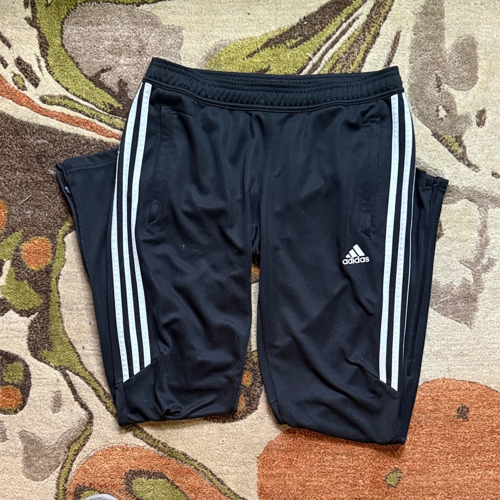 Adidas Kids Black Sweatpants with White Stripes